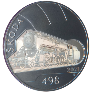 Stříbrná mince 500 Kč 2021 Parní lokomotiva Škoda 498 Albatros